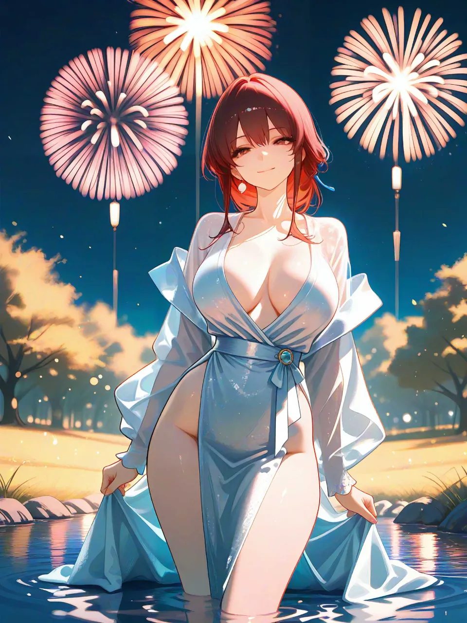 煌びやかな花火と