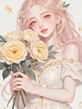 黄色い薔薇の少女 — ゆーさんのAIイラスト