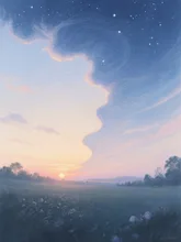 夕方から夜へと変わっていく