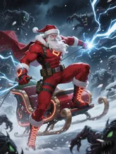 Epic Santa Hero Saving Christmas — kaoriさんのAIイラスト