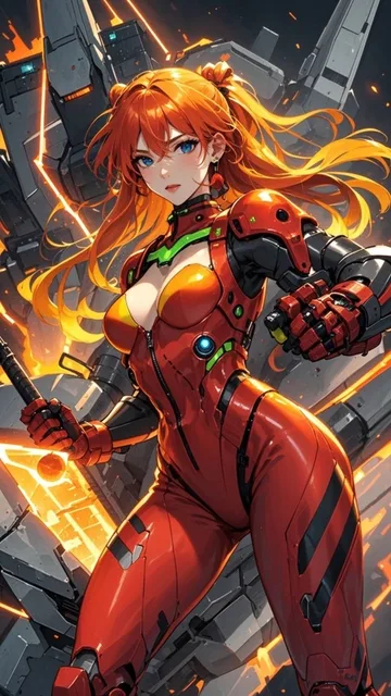 A fiery redhead in a crimson…