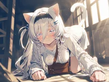 戯れる猫