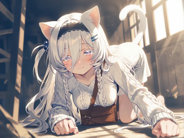 戯れる猫