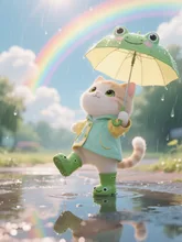 虹🌈も出て楽しいにゃんฅ^•ω•^ฅ