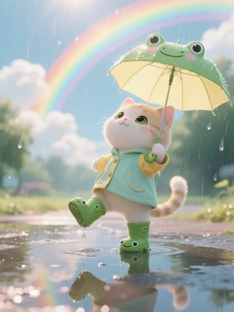 虹🌈も出て楽しいにゃんฅ^•ω•^ฅ