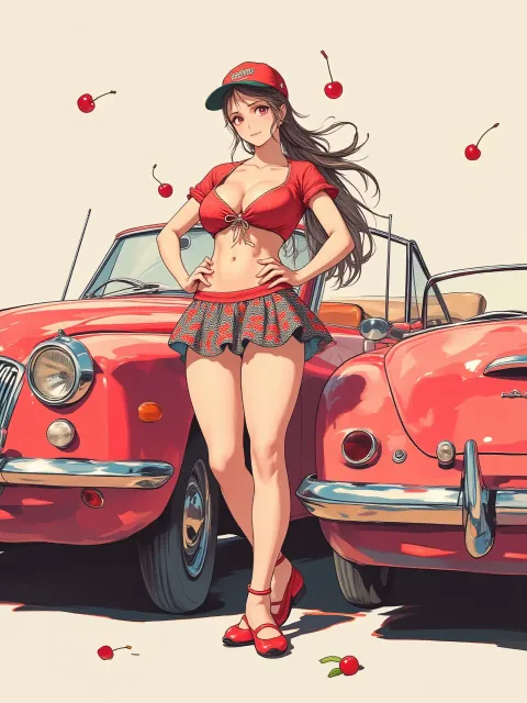 クラシックカーと少女👧