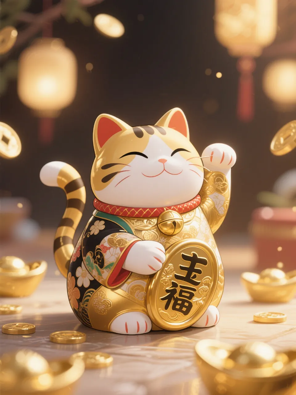 縁起物まねきねこ(ฅ'ω' )