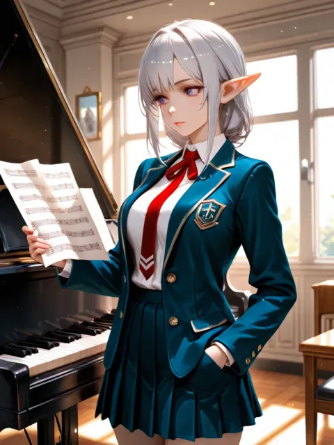 廃校の音楽室、散らばる紙、時間の経過、リアルな雰囲気