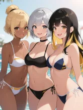 ギャル3人(2枚) — 怠け者さんのAIイラスト
