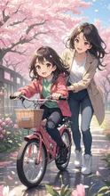 補助輪を外して初めて乗る自転車、ママ手を離さないでね