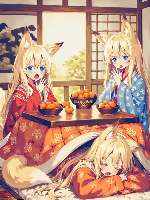 こたつで居眠り
