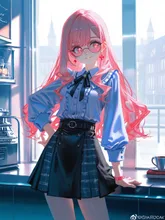 Chic Girl Boss in Cat-Eye Glasses — kaoriさんのAIイラスト