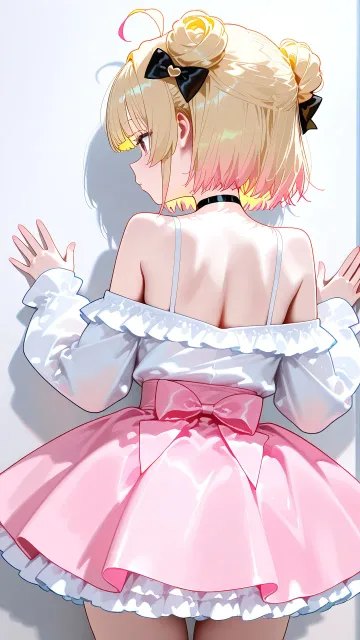 黄色ちゃんお背中、お団子ヘアー
