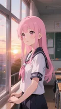 ピンク髪娘💕もう今日が終わっちゃうね、、、