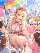 遊園地の風船売り·ゲートの前で の投稿作品
