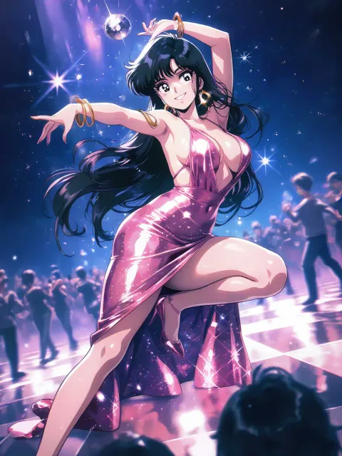 anime style、vibrant colors - ディスコの夜のボディコン