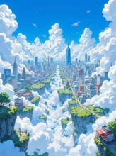 雲の上の街 — ふたばさんのAIイラスト
