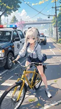 自転車で旅をしている途中パトカーに止められたヤンキーギャル
