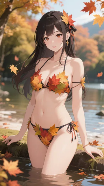 紅葉をデザインした水着👙