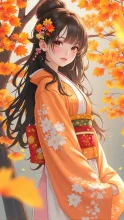 紅葉をまとって