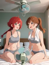 双子と扇風機