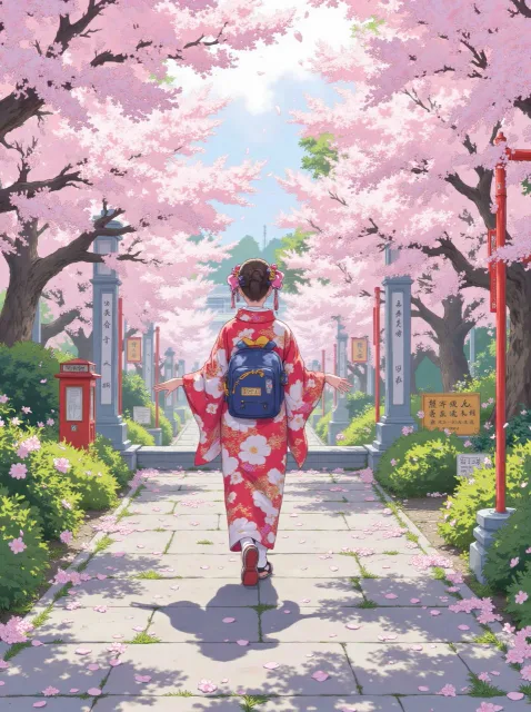 美しい着物を着た可愛らしい少女が