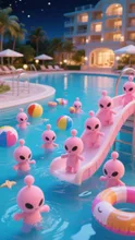 Night pool at a resort hotel