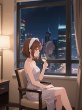 夜景をみながらワインを
