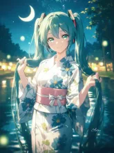 川辺にて — Hatsune Miku Fan Art AI art on SUPPART