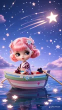 流れ星と船に乗る女の子 — kuppaさんのAIイラスト