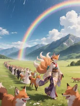 旅立ちの虹 — くまころさんのAIイラスト