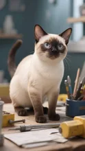 社務猫 仕事熱心なシャム猫