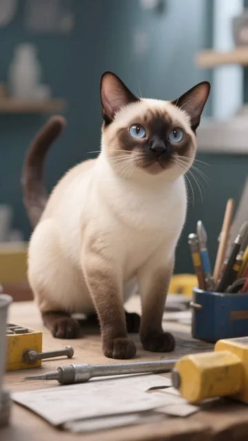 社務猫 仕事熱心なシャム猫