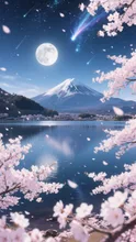 富士山と夜桜🌸