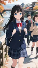 黒髪娘💕ブレザーで京都修学旅行❤️