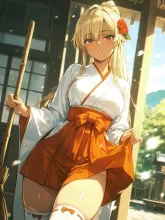 南洋神社の朝 — 金髪イラストのAIイラスト|SUPPART