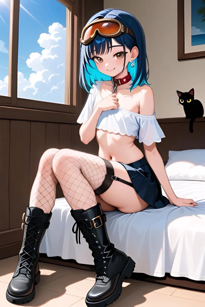 朝型量産型…パンク娘と黒ニャンコ…青