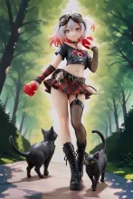 笑顔でハートアクション！…パンク娘と黒ニャンコ…フィギュア…銀