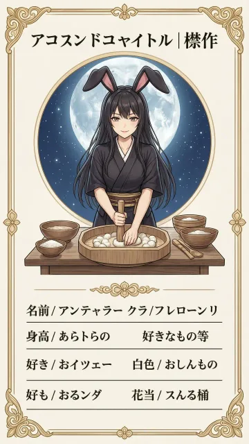 兎の耳がある色っぽい成年女性、十五夜の月の下 - 月の兎娘