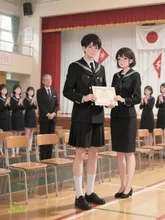 ジェンダーフリー学校の卒業シーン