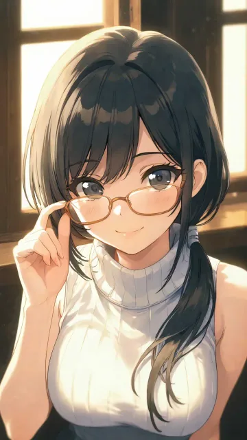 眼鏡をズラして・・