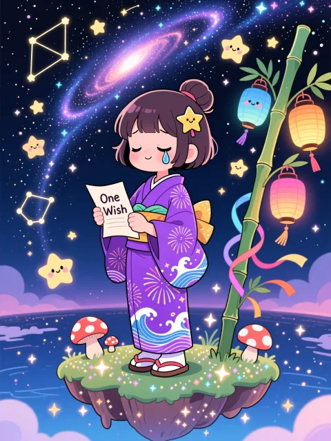A full-body illustration of a… - 七夕の天の川