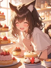 ネコ耳メイドの休日 — スイーツイラストのAIイラスト|SUPPART