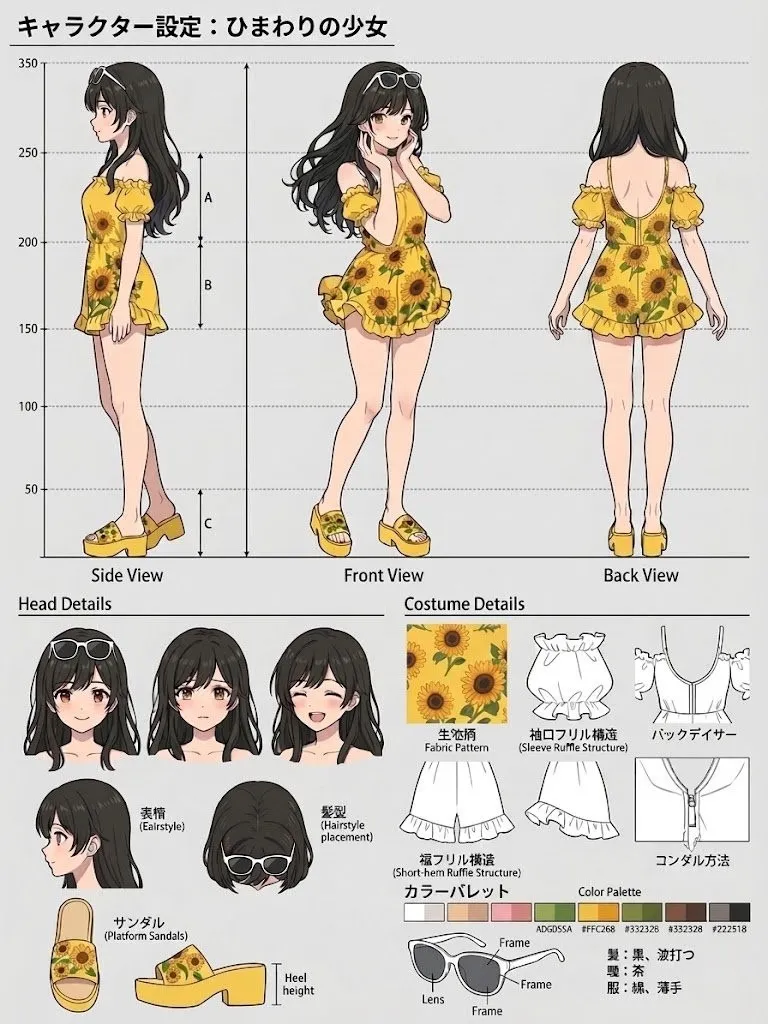 ちあきちゃん水着コス三面図♪