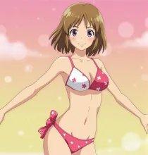 可愛らしきピンクビキニ女子