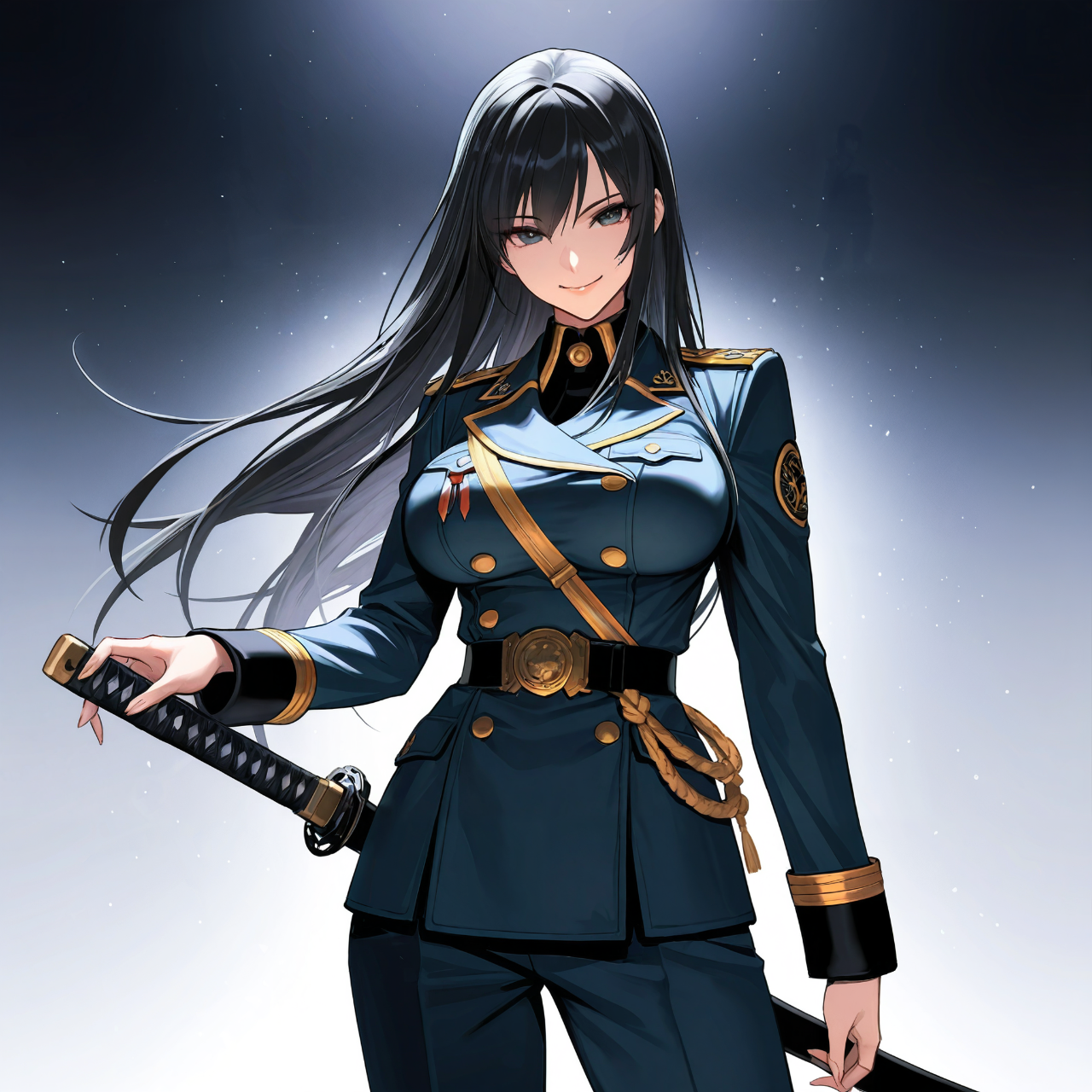 漆黒の将星 ― 蒼き軍装の剣姫 — 衛宮家の一族さんのAIイラスト