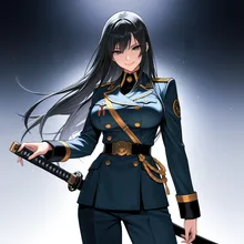 漆黒の将星 ― 蒼き軍装の剣姫 — 衛宮家の一族さんのAIイラスト