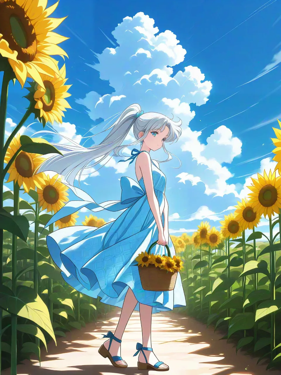 向日葵畑の丘 — アイーユ375644992さんのAIイラスト