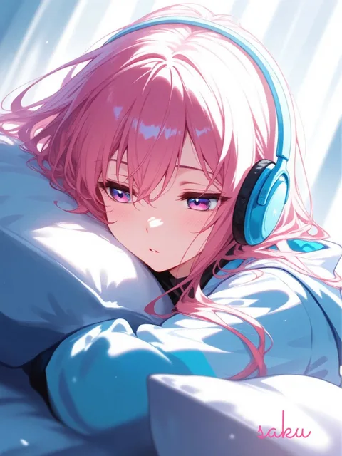 音楽を聴いてる女の子