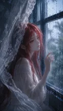 窓ガラスの雨だれ